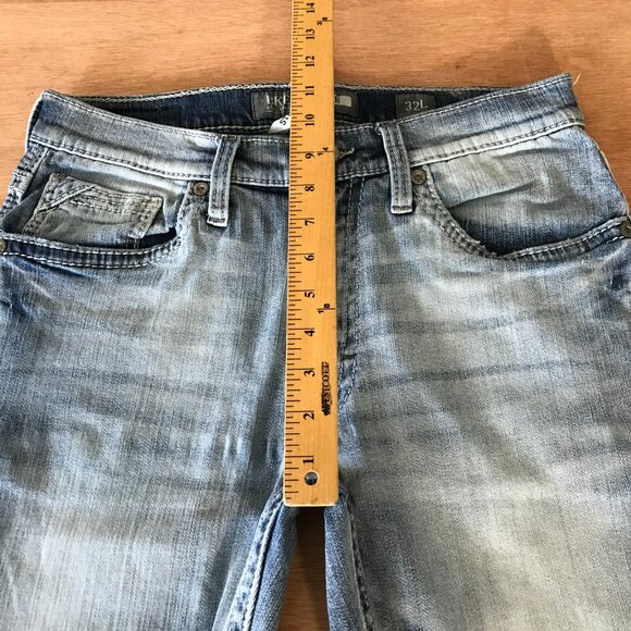 BKE Jake Straight Leg Jeans Men 32x33 Blue Low Rise Stretch Thick Stitch 18028 - Picture 9 of 14